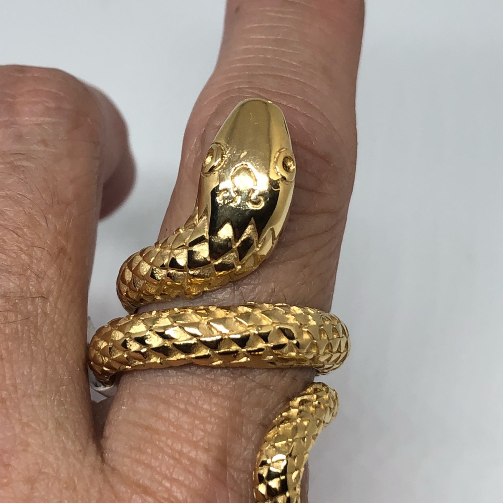 Vintage golden stainless steel snake ring